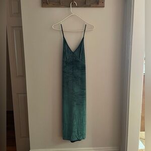 J Brand Emerald Green Velvet Midi Slip Dress